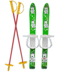 Лыжи детские Kids с палками 70 см зеленые